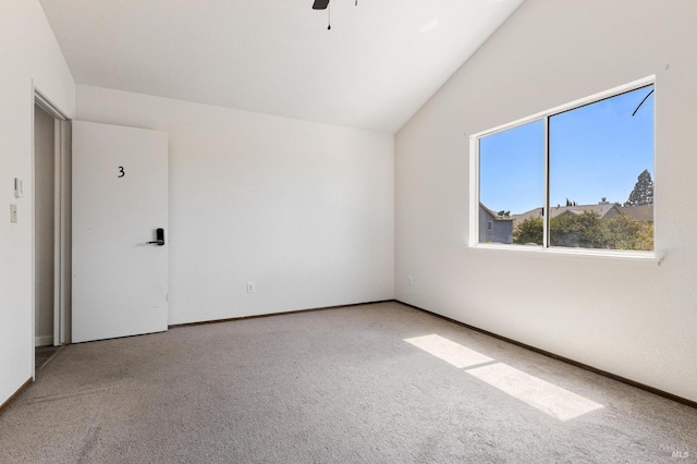 404 Mellowood Ct, Suisun City, CA 94585 - empty room featuring lofted ceiling, carpet flooring, and ceiling fan