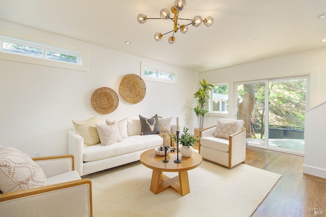 210 San Francisco Blvd, San Anselmo, CA 94960 - living area featuring wood finished floors, a chandelier, and recessed lighting