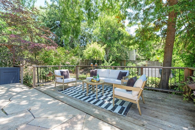 210 San Francisco Blvd, San Anselmo, CA 94960 - deck with an outdoor hangout area and a fenced backyard