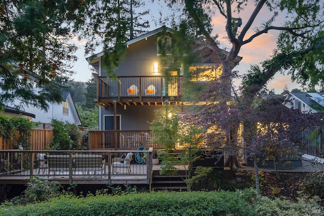 210 San Francisco Blvd, San Anselmo, CA 94960 - back of property featuring a balcony and a wooden deck