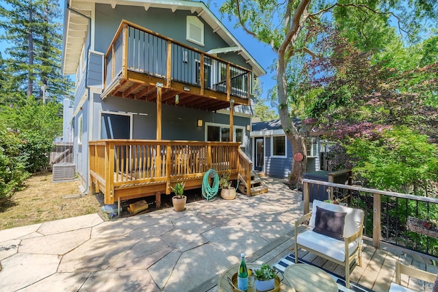 210 San Francisco Blvd, San Anselmo, CA 94960 - rear view of house with a deck, a patio, and stucco siding