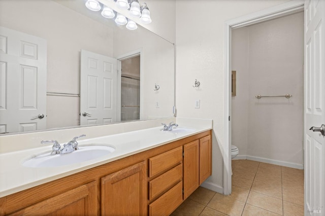 2131 Hailstone Way, Antioch, CA 94509 - bathroom with double vanity, tile patterned floors, and an enclosed shower