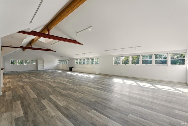 11018 Moonshine Rd, Sebastopol, CA 95472 - unfurnished living room featuring track lighting and wood finished floors