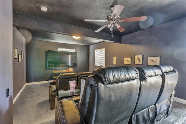 1130 W 9th St, Benicia, CA 94510 - carpeted home theater room featuring baseboards and ceiling fan