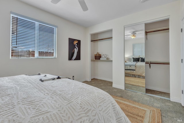 1130 W 9th St, Benicia, CA 94510 - carpeted bedroom with two closets and a ceiling fan