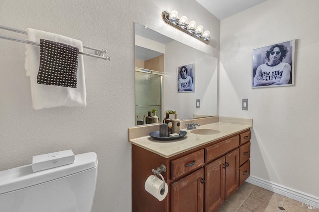 1130 W 9th St, Benicia, CA 94510 - bathroom featuring vanity, an enclosed shower, and tile patterned flooring