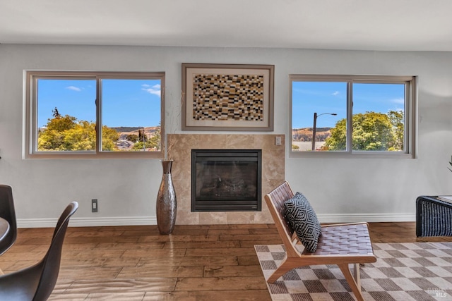 1130 W 9th St, Benicia, CA 94510 - living area with a premium fireplace, wood finished floors, and plenty of natural light