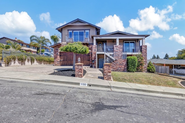 1130 W 9th St, Benicia, CA 94510 - view of front facade featuring stairs, a porch, and driveway
