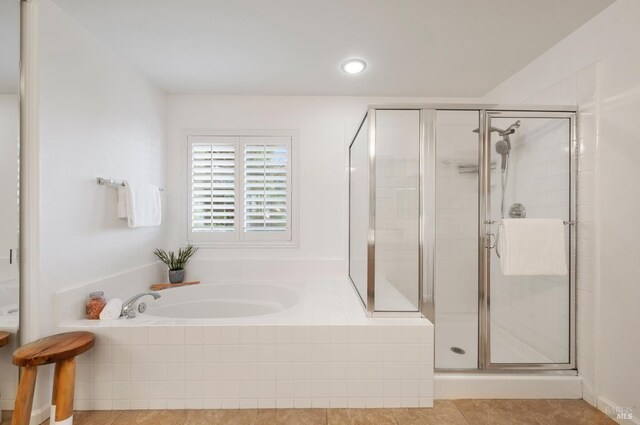 479 Jasper Ct, Benicia, CA 94510 - full bath with a bath, a shower stall, tile patterned floors, and recessed lighting