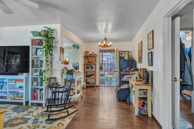 2720 Laurel St, Napa, CA 94558 - rec room with wood finished floors, a chandelier, and ceiling fan