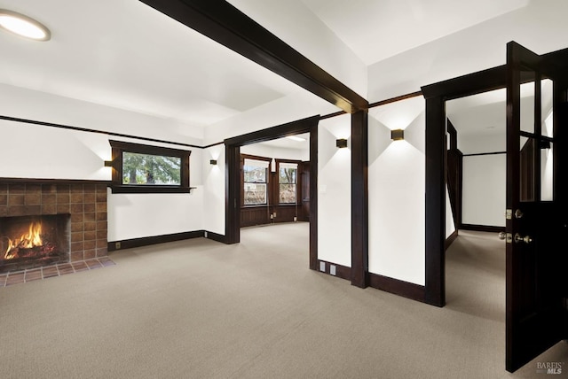 1763 2nd St, Napa, CA 94559 - unfurnished living room with carpet and a tile fireplace