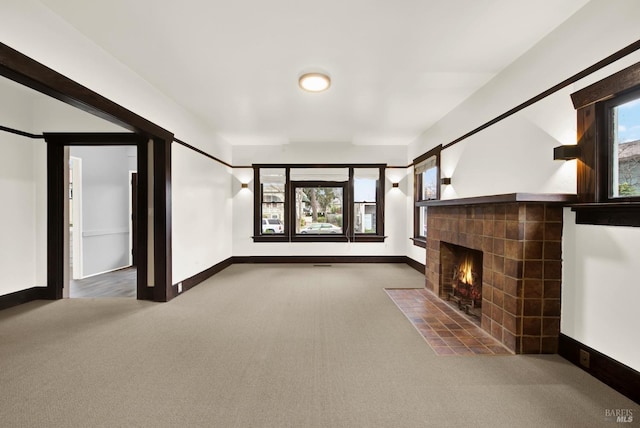 1763 2nd St, Napa, CA 94559 - unfurnished living room with carpet floors and a tile fireplace