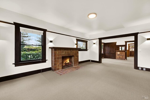 1763 2nd St, Napa, CA 94559 - unfurnished living room with carpet floors and a tiled fireplace