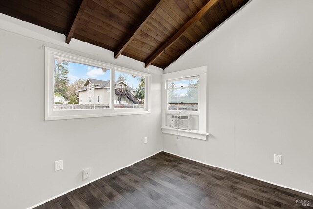 1763 2nd St, Napa, CA 94559 - unfurnished room with wooden ceiling, dark wood-type flooring, and cooling unit
