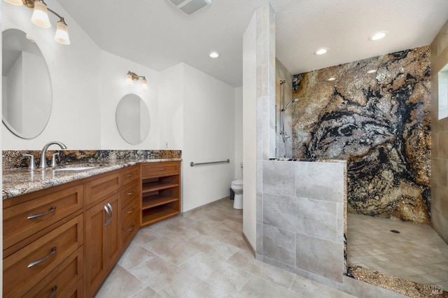 2290 Woolsey Rd, Fulton, CA 95439 - bathroom featuring vanity, walk in shower, and recessed lighting