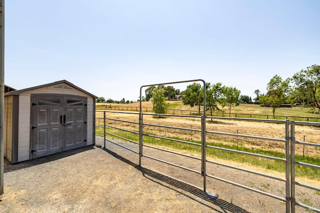 2290 Woolsey Rd, Fulton, CA 95439 - gate featuring a view of countryside and a storage shed