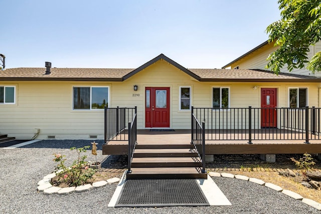 2290 Woolsey Rd, Fulton, CA 95439 - single story home featuring crawl space, a deck, and roof with shingles