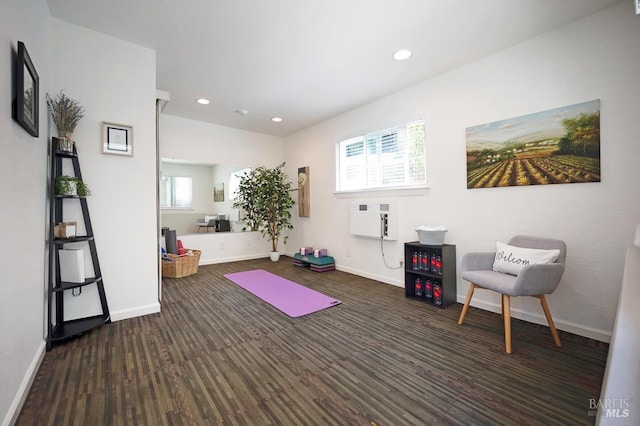 204 Foss Creek Cir Unit B, Healdsburg, CA 95448 - exercise room with wood finished floors, recessed lighting, and an AC wall unit