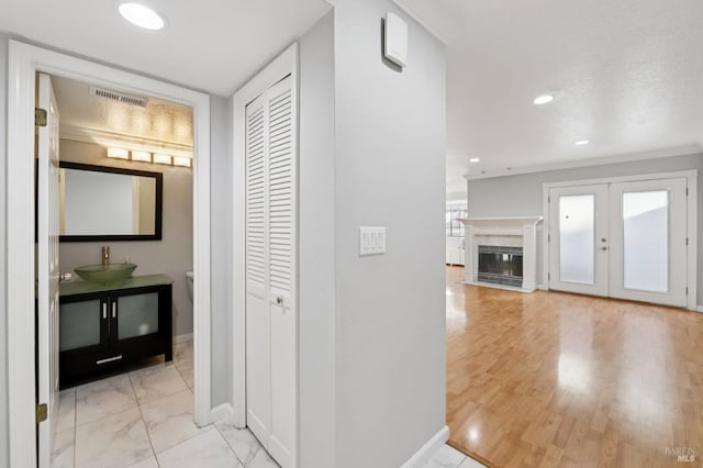 1255 Oak Ridge Ln, Pinole, CA 94564 - hallway featuring recessed lighting and french doors