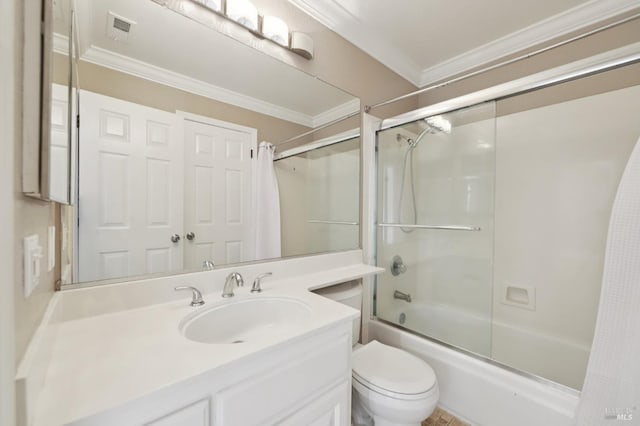 1255 Oak Ridge Ln, Pinole, CA 94564 - bathroom with ornamental molding, shower / bath combination with glass door, and vanity