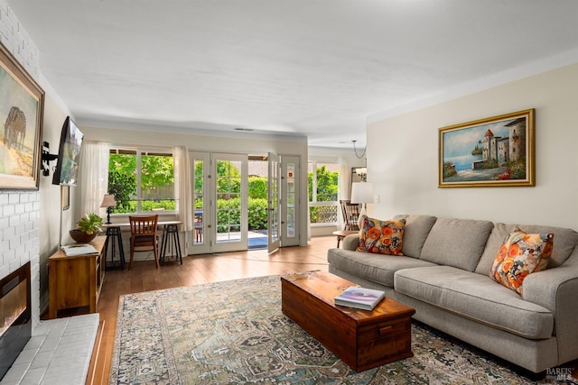 406 White Oak Dr, Santa Rosa, CA 95409 - living area with hardwood / wood-style floors and a fireplace