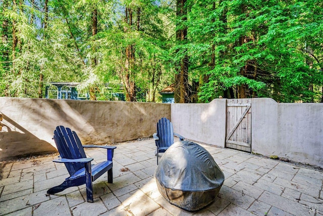 2685 Austin Creek Rd, Cazadero, CA 95421 - view of patio with a fire pit and a gate