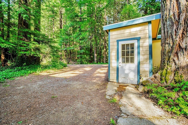 2685 Austin Creek Rd, Cazadero, CA 95421 - view of shed featuring a forest view