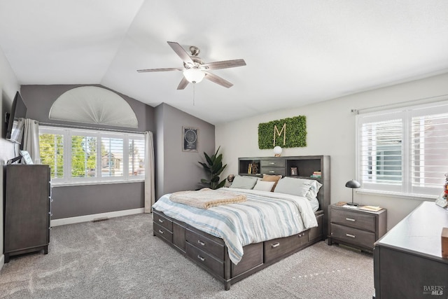 1105 Coulter Ct, Fairfield, CA 94533 - bedroom with lofted ceiling, multiple windows, light colored carpet, and a ceiling fan
