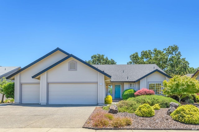 378 Miramonte Pl, Santa Rosa, CA 95409 - single story home with an attached garage, driveway, and a shingled roof