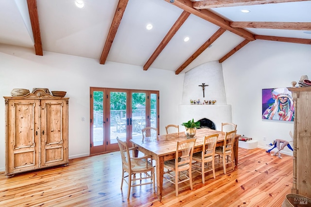 616 Wild Oak Dr, Santa Rosa, CA 95409 - dining space featuring recessed lighting, light wood-style floors, french doors, and a fireplace