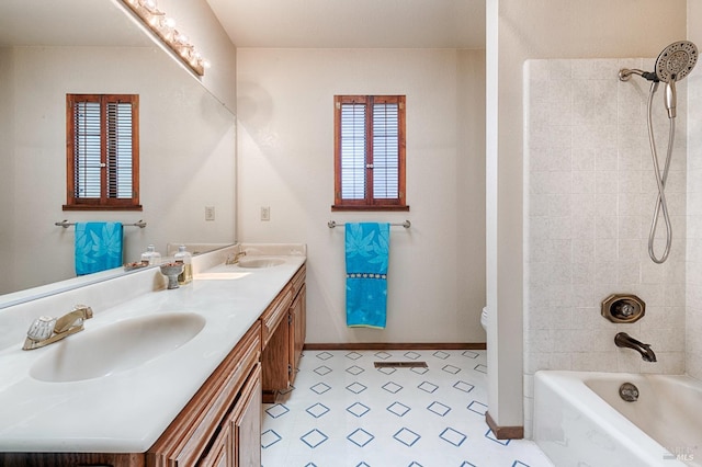 616 Wild Oak Dr, Santa Rosa, CA 95409 - full bathroom featuring double vanity, healthy amount of natural light, shower / bathtub combination, and tile patterned floors