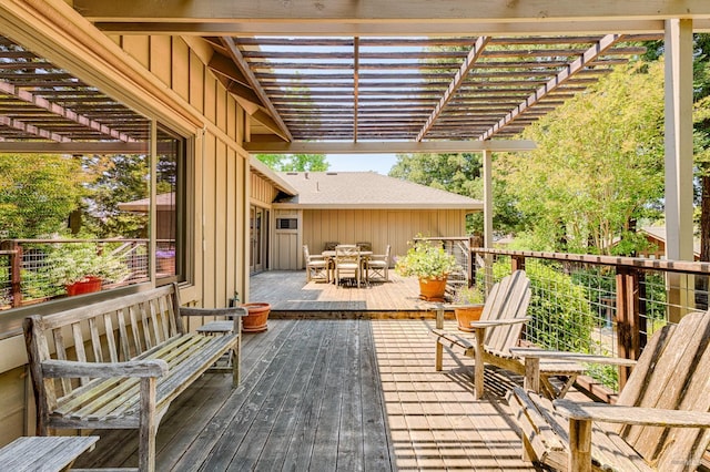 616 Wild Oak Dr, Santa Rosa, CA 95409 - wooden deck with outdoor dining area and a pergola