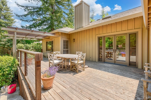 616 Wild Oak Dr, Santa Rosa, CA 95409 - wooden terrace with outdoor dining space and french doors