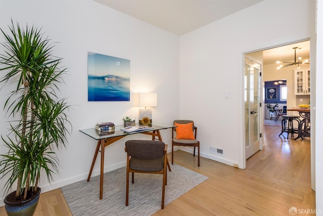 1 Hoffman Ave Unit A, San Francisco, CA 94114 - office area with light wood-type flooring and a chandelier