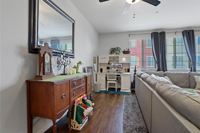 1756 Camino Real Way, Roseville, CA 95747 - living area with dark wood-style floors and a ceiling fan
