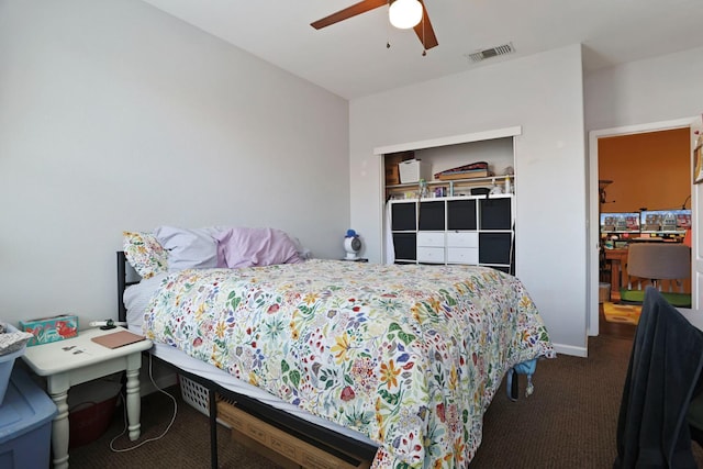 1756 Camino Real Way, Roseville, CA 95747 - bedroom with dark carpet and a ceiling fan
