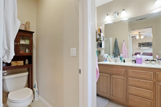 1756 Camino Real Way, Roseville, CA 95747 - bathroom featuring tile patterned flooring, a ceiling fan, and vanity