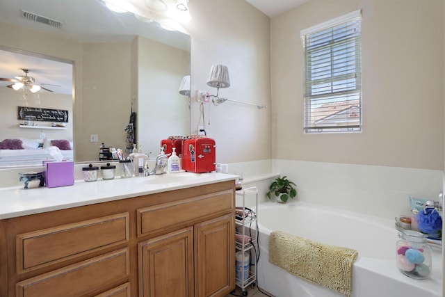 1756 Camino Real Way, Roseville, CA 95747 - full bath with vanity, a bath, and a ceiling fan