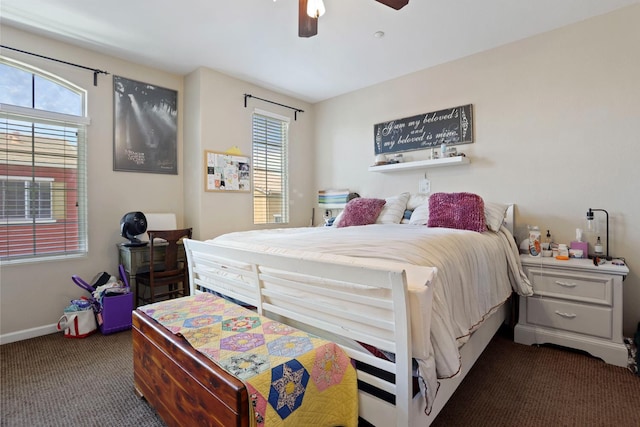 1756 Camino Real Way, Roseville, CA 95747 - bedroom featuring dark carpet and a ceiling fan