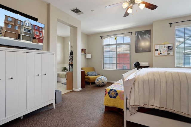 1756 Camino Real Way, Roseville, CA 95747 - bedroom featuring carpet floors, multiple windows, and ceiling fan
