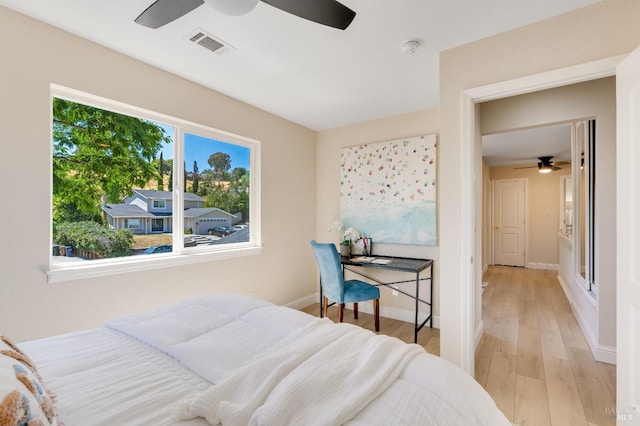 510 Hastings Dr, Benicia, CA 94510 - bedroom with light wood-style flooring and ceiling fan