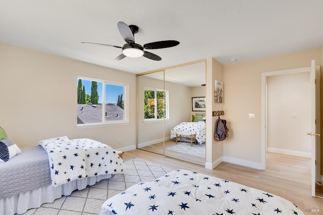 510 Hastings Dr, Benicia, CA 94510 - bedroom featuring light wood-type flooring, a closet, and ceiling fan