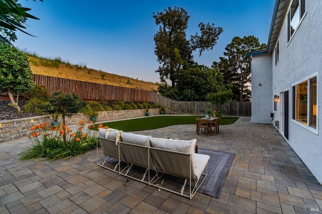 510 Hastings Dr, Benicia, CA 94510 - fenced backyard with a patio area, outdoor dining area, and an outdoor living space