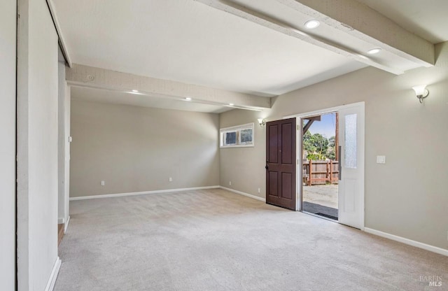 31 Buckelew St, Sausalito, CA 94965 - spare room with beam ceiling, light colored carpet, and recessed lighting