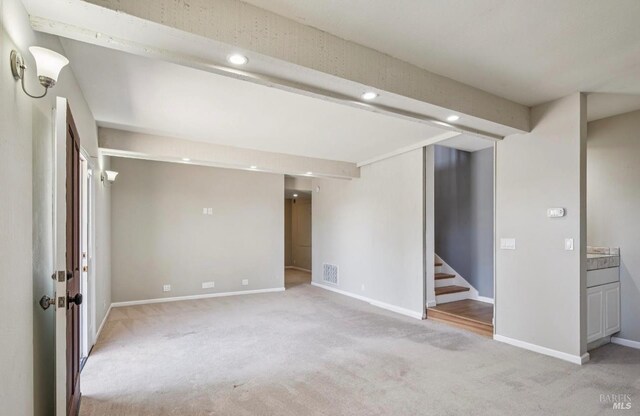 31 Buckelew St, Sausalito, CA 94965 - basement featuring light carpet, recessed lighting, and stairs