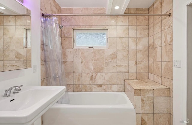 31 Buckelew St, Sausalito, CA 94965 - bathroom featuring a sink and shower / bath combo