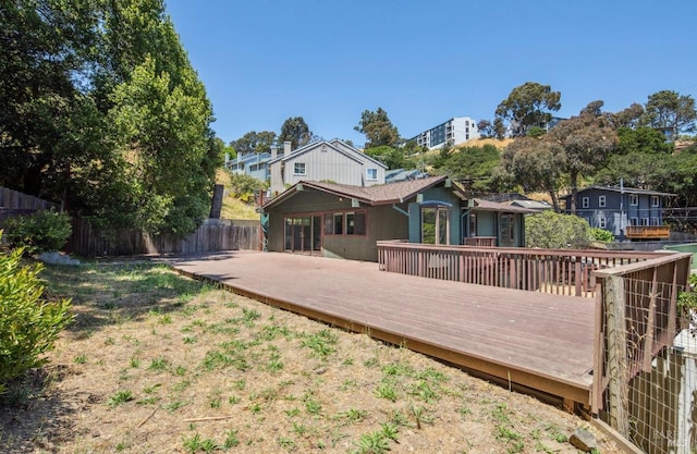 31 Buckelew St, Sausalito, CA 94965 - rear view of property featuring a fenced backyard and a wooden deck