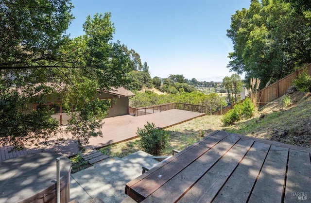 31 Buckelew St, Sausalito, CA 94965 - wooden deck with a fenced backyard and a patio area