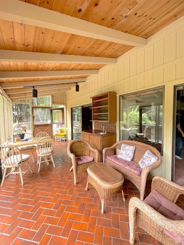 32691 Pearl Dr, Fort Bragg, CA 95437 - sunroom featuring beam ceiling