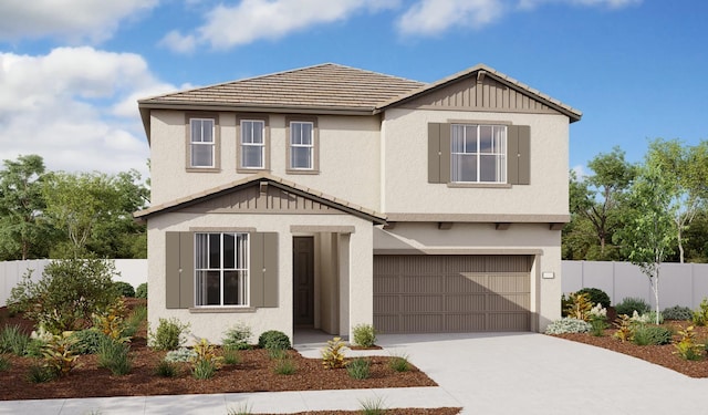 1104 Carson River Ct, Lathrop, CA 95330 - view of front of home with an attached garage, driveway, stucco siding, and a tiled roof